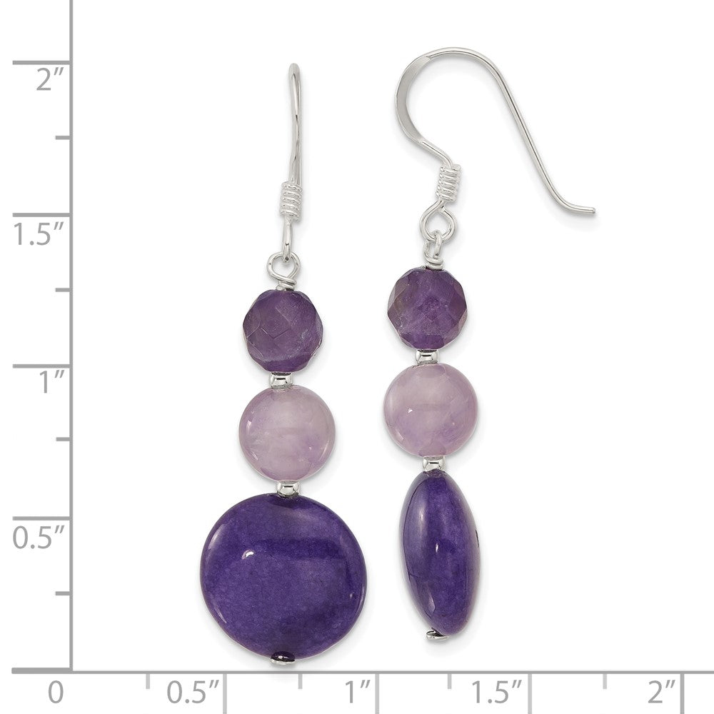 Sterling Silver Amethyst and Purple Quartz Shepherd Hook Earrings