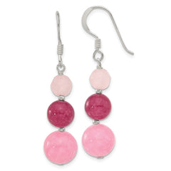 Sterling Silver Pink Rose Strawberry Quartz Shepherd Hook Earrings