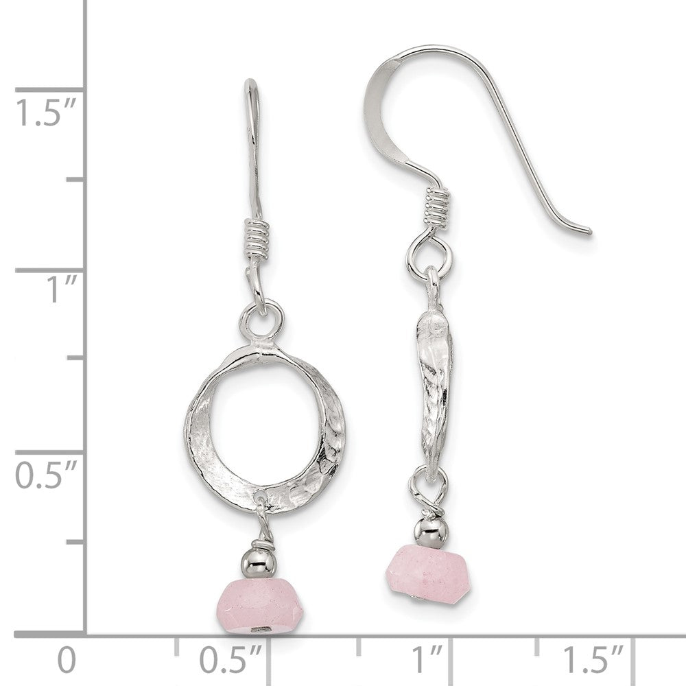 Sterling Silver Rose Quartz Dangle Shepherd Hook Earrings