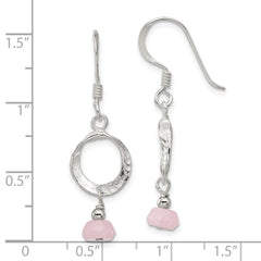 Sterling Silver Rose Quartz Dangle Shepherd Hook Earrings