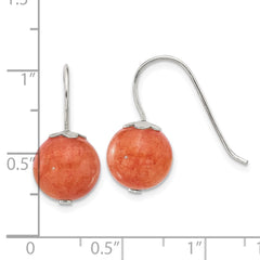 Sterling Silver 10mm Orange Quartz Shepherd Hook Earrings