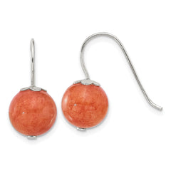 Sterling Silver 10mm Orange Quartz Shepherd Hook Earrings