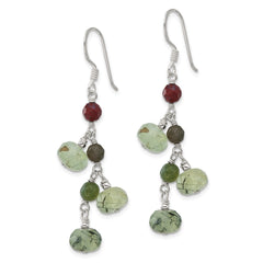 Sterling Silver Jasper and Prehnite Dangle Shepherd Hook Earrings