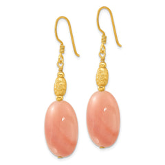 Yellow Gold-plated Sterling Silver Red Aventurine Dangle Earrings