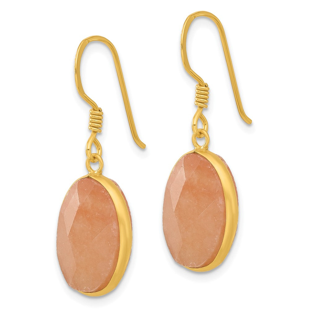 Yellow Gold-plated Sterling Silver Red Aventurine Dangle Earrings