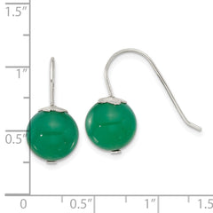 Sterling Silver 10mm Green Agate Shepherd Hook Earrings