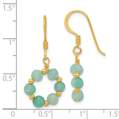 Yellow Gold-plated Sterling Silver Amazonite Dangle Earrings