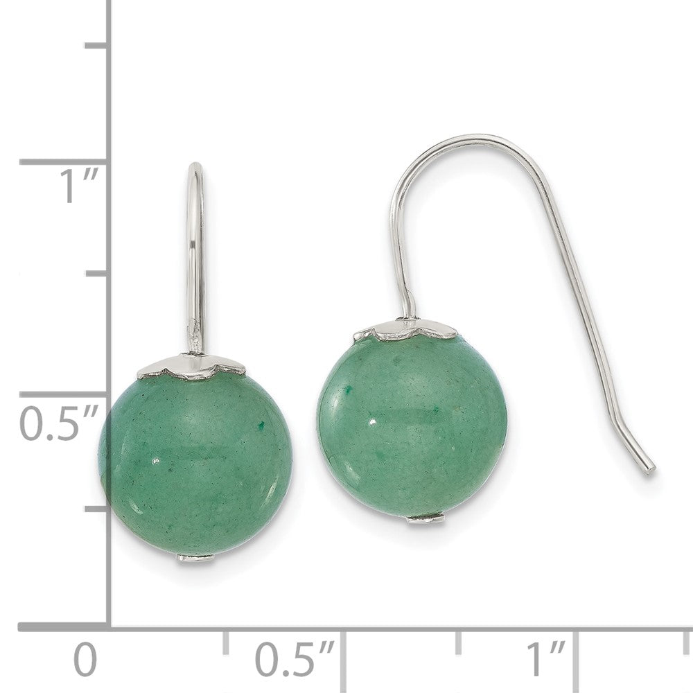 Sterling Silver 10mm Green Aventurine Shepherd Hook Earrings