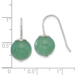 Sterling Silver 10mm Green Aventurine Shepherd Hook Earrings
