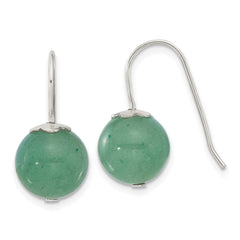 Sterling Silver 10mm Green Aventurine Shepherd Hook Earrings