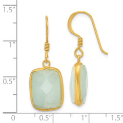 Yellow Gold-plated Sterling Silver Amazonite Dangle Earrings