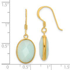 Yellow Gold-plated Sterling Silver Amazonite Dangle Earrings