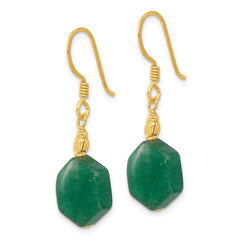 Yellow Gold-plated Sterling Silver Aventurine Dangle Earrings