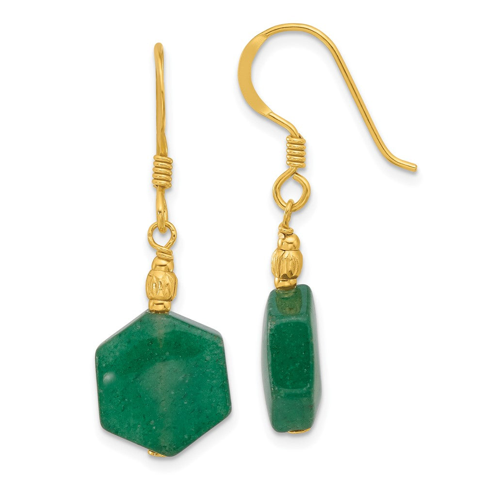 Yellow Gold-plated Sterling Silver Aventurine Dangle Earrings
