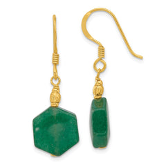 Yellow Gold-plated Sterling Silver Aventurine Dangle Earrings