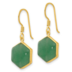 Yellow Gold-plated Sterling Silver Aventurine Dangle Earrings