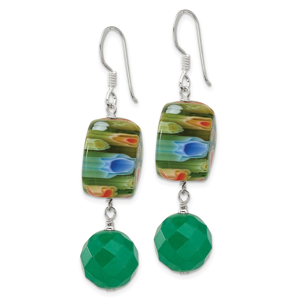 Sterling Silver Aventurine and Kangsai Glass Bead Earrings