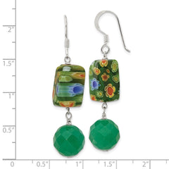 Sterling Silver Aventurine and Kangsai Glass Bead Earrings