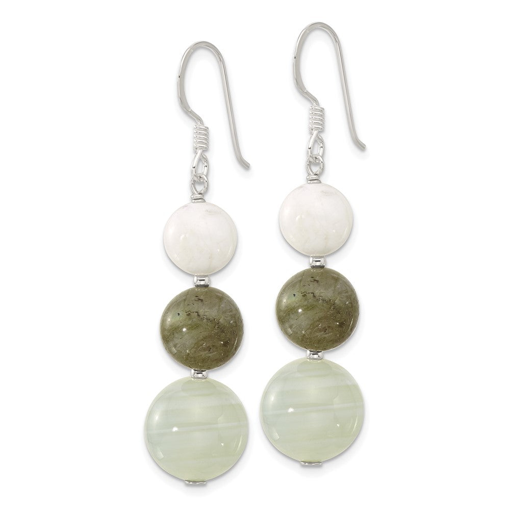 Sterling Silver Agate, Howlite and Labradorite Shepherd Hook Earrings