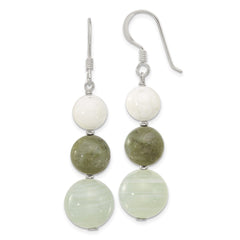 Sterling Silver Agate, Howlite and Labradorite Shepherd Hook Earrings