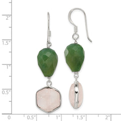 Sterling Silver Aventurine and Rose Quartz Shepherd Hook Earrings
