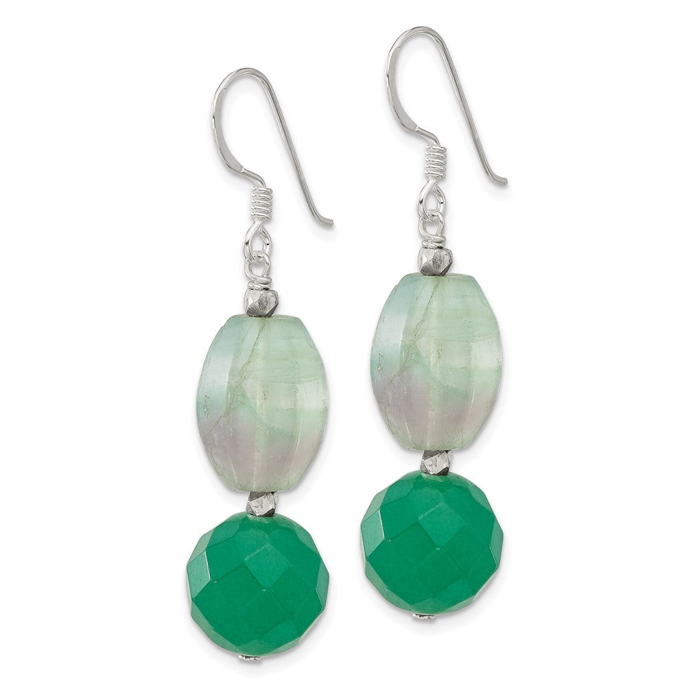 Sterling Silver Aventurine and Fluorite Shepherd Hook Earrings