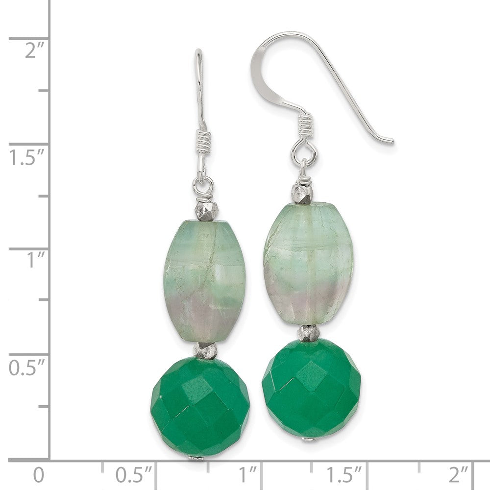 Sterling Silver Aventurine and Fluorite Shepherd Hook Earrings