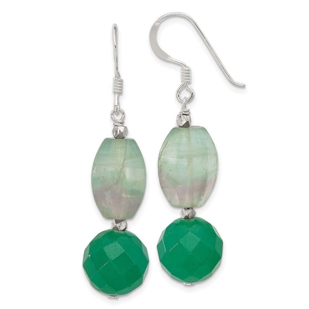 Sterling Silver Aventurine and Fluorite Shepherd Hook Earrings