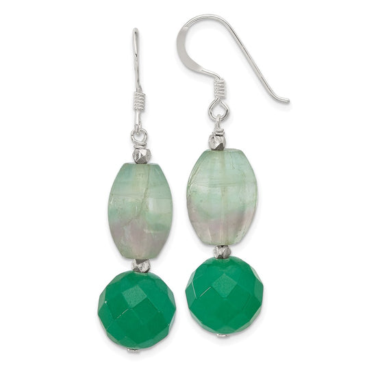 Sterling Silver Aventurine and Fluorite Shepherd Hook Earrings