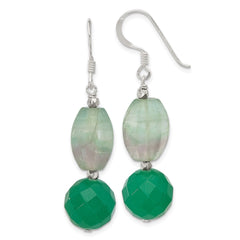 Sterling Silver Aventurine and Fluorite Shepherd Hook Earrings