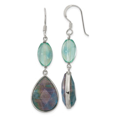 Sterling Silver Fluorite and Labradorite Shepherd Hook Earrings
