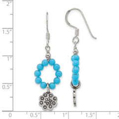Sterling Silver Howlite Beaded Antiqued Flower Earrings
