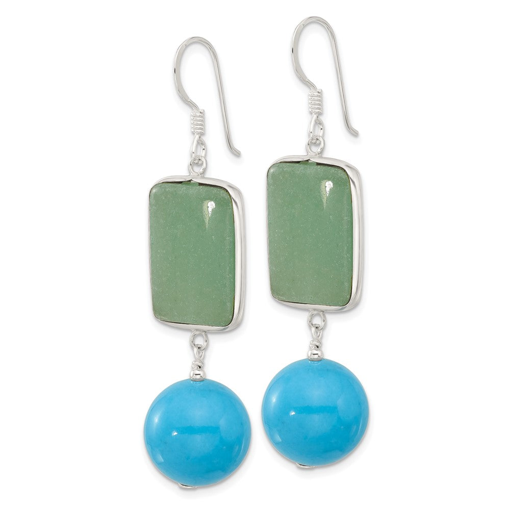 Sterling Silver Aventurine and Reconstructed Turquoise Dangle Earrings