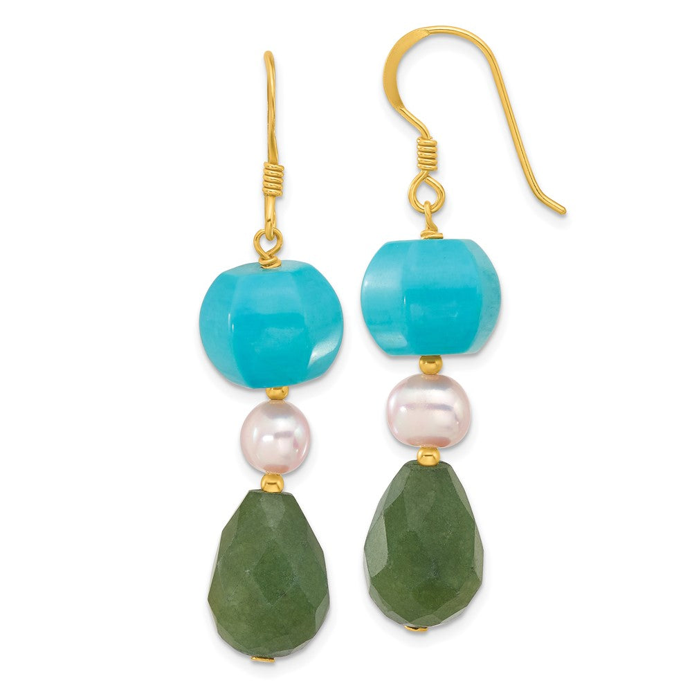 Yellow Gold-plated Sterling Silver FWC Pearl Multi Stone Earrings