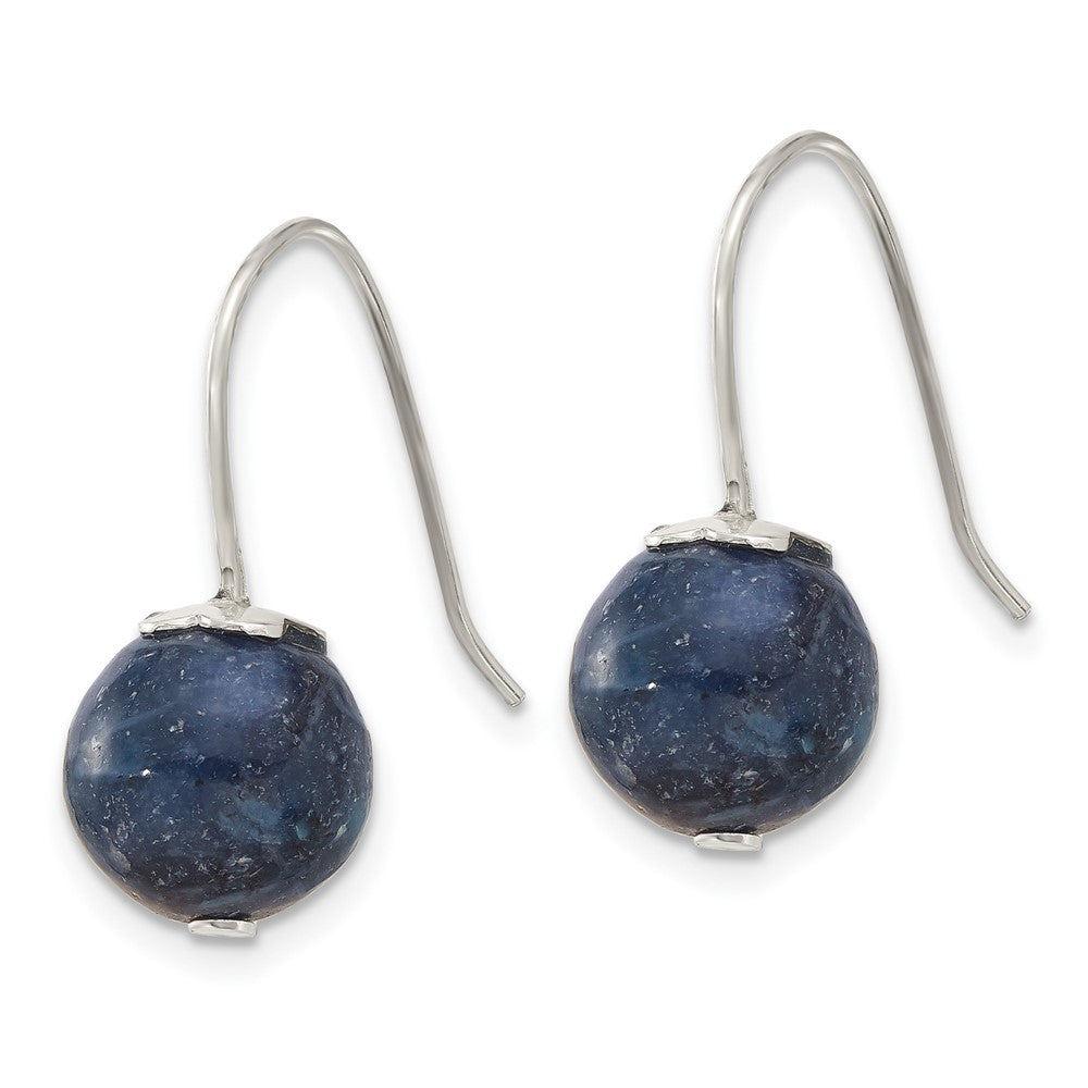 Sterling Silver 10mm Lapis Shepherd Hook Earrings