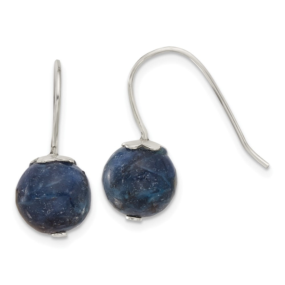 Sterling Silver 10mm Lapis Shepherd Hook Earrings