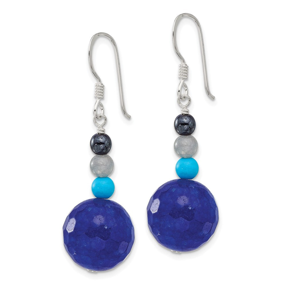 Sterling Silver Hematite, Agate, Quartz, Reconstructed Magnesite Earrings