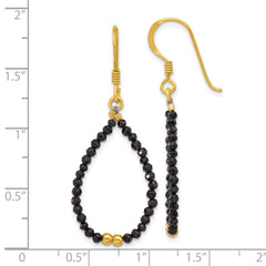 Yellow Gold-plated Sterling Silver Black Spinel Dangle Earrings