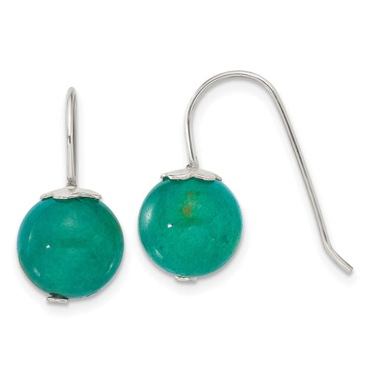 Sterling Silver 10mm Green Aventurine Shepherd Hook Earrings