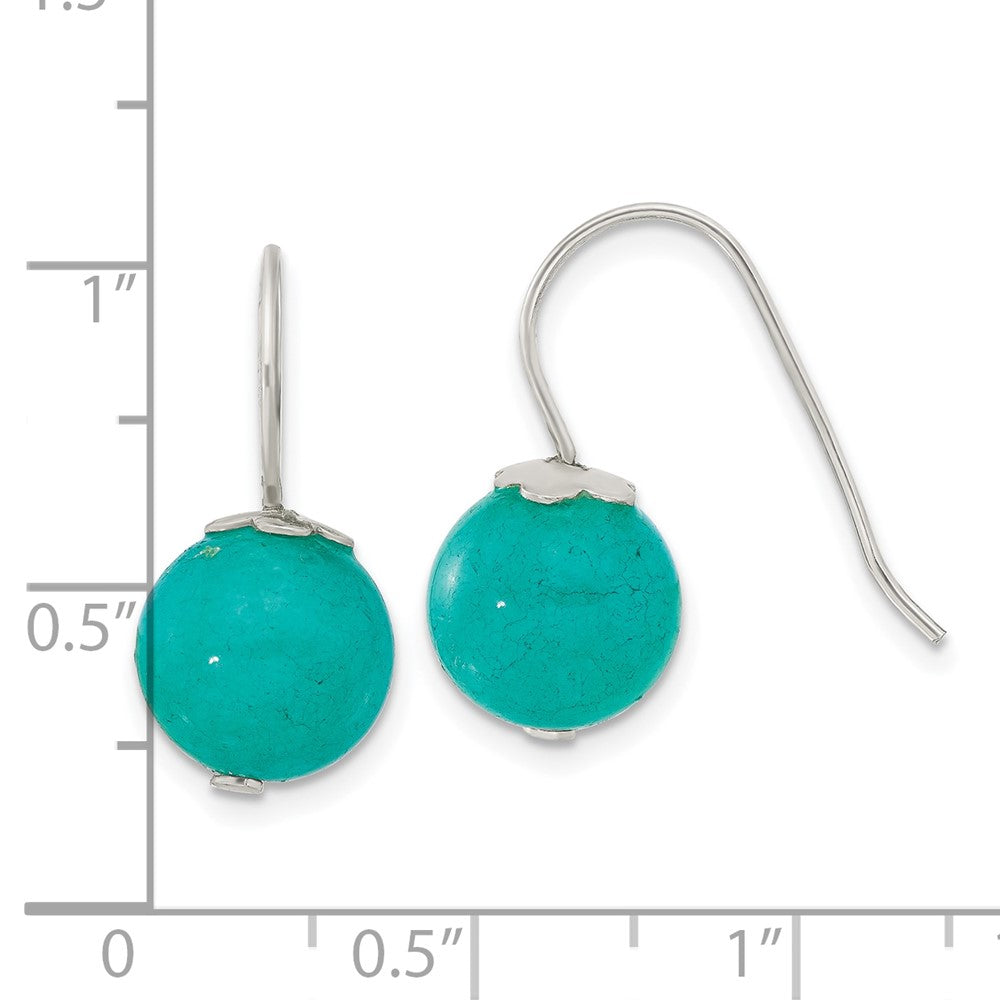 Sterling Silver 10mm Blue Green Jade Shepherd Hook Earrings