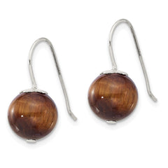 Sterling Silver 10mm Tiger's Eye Shepherd Hook Earrings