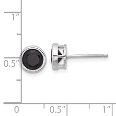 Rhodium-plated Sterling Silver Black Spinel Bezel Post Earrings