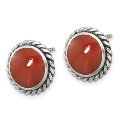 Sterling Silver Oxidize and Polished Carnelian Post Earrings