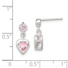 Sterling Silver Pink Heart CZ Earrings