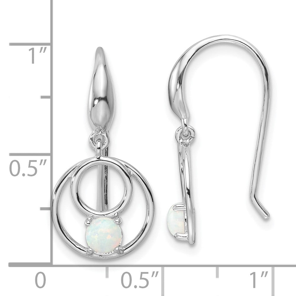 Rhodium-plated Sterling Silver Created Opal Dangle Earrings