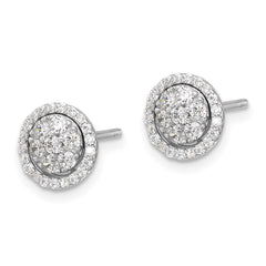 Rhodium-plated Sterling Silver Cluster CZ Post with Jacket Earrings