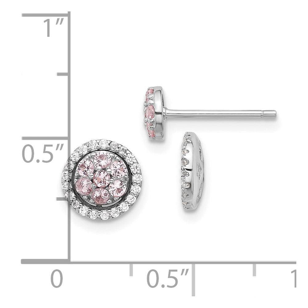 Rhodium-plated Sterling Silver Nano Crystal with CZ Jacket Post Earrings