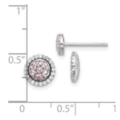 Rhodium-plated Sterling Silver Nano Crystal with CZ Jacket Post Earrings