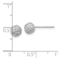 Rhodium-plated Sterling Silver Polished & Textured 6mm Love Knot Post Earrings
