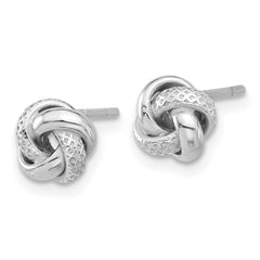 Sterling Silver Polished and Textured Love Knot Post Earrings